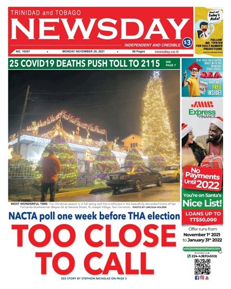 Tuesday 12 December 2023. . Trinidd newsday